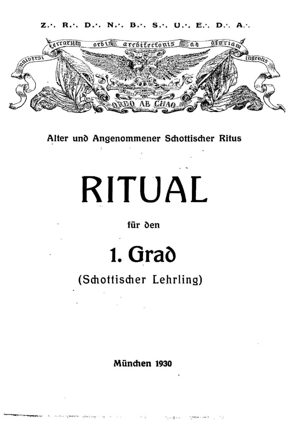 1930 AASR Ritual I° München Titelseite.jpg