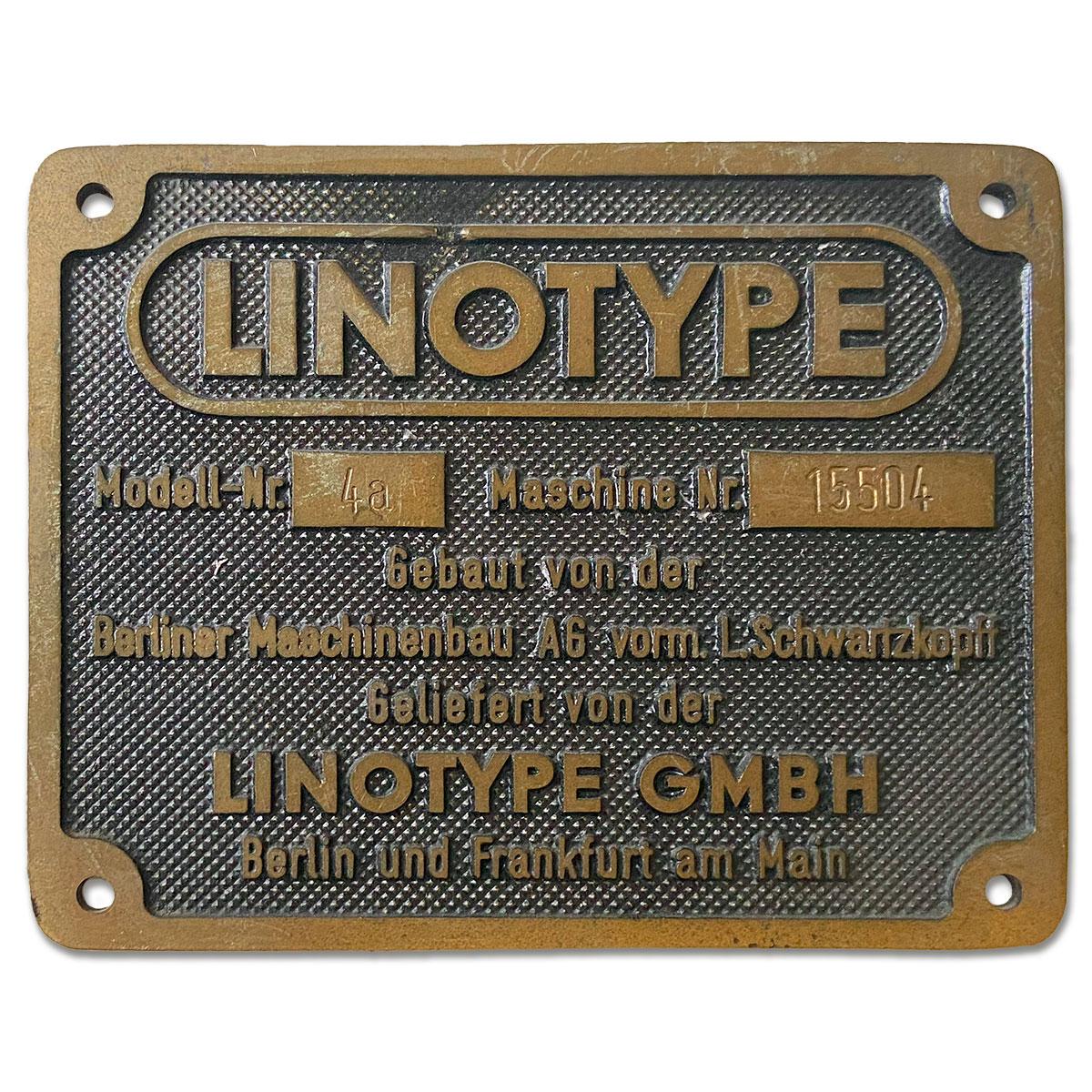 Linotype-Typenschild (4a)