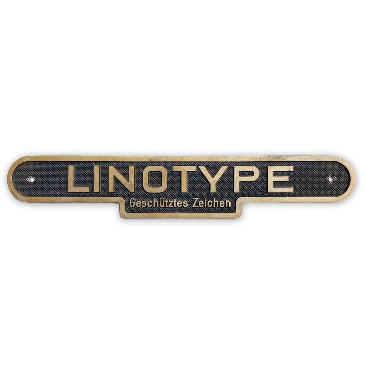 Linotype-Typenschild
