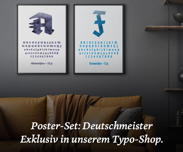 4 dekorative Schriftposter, exklusiv bei Typografie.info. 