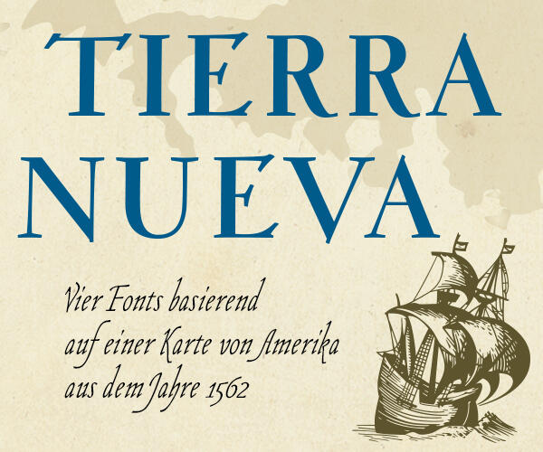Tierra Nueva: 4 Schriften basierend auf einer alten Karte von Amerika
