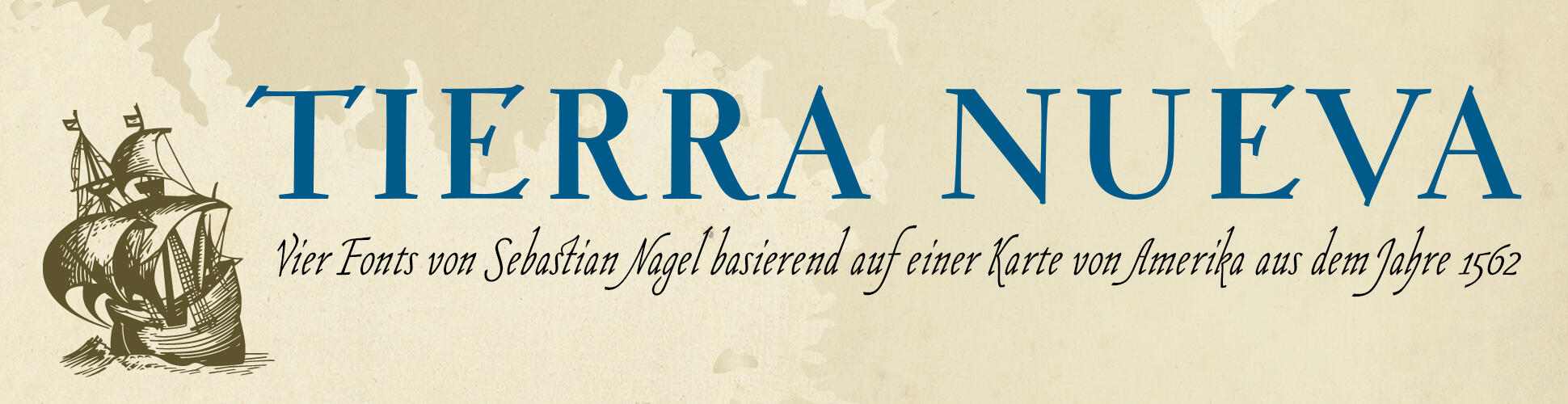 Tierra Nueva: 4 Schriften basierend auf einer alten Karte von Amerika