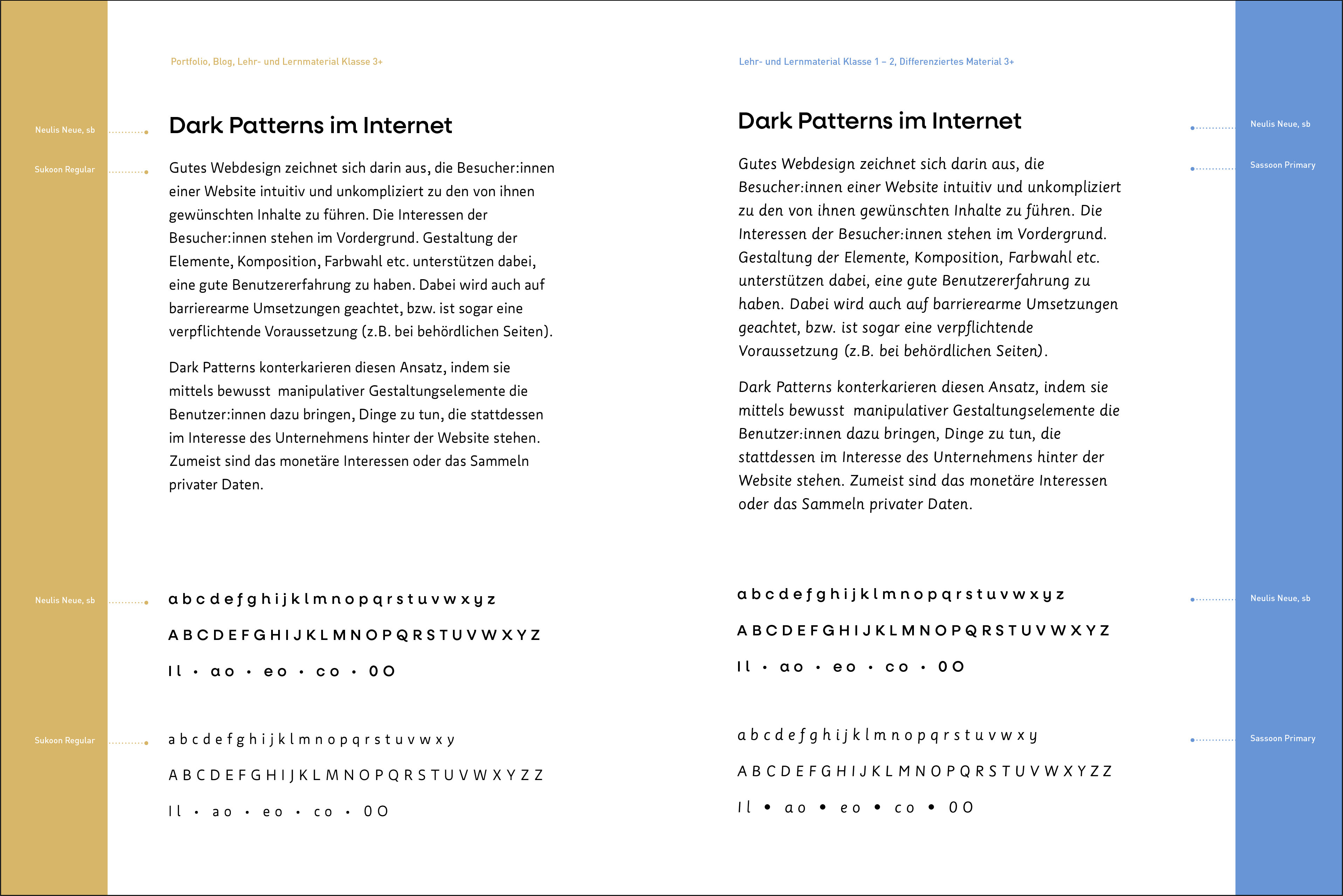 Schriftkombination für Online und Print - Fokus Lernmaterial